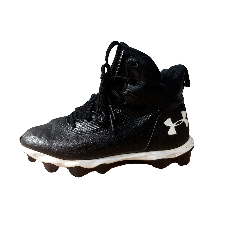 Under Armour Hammer Mid Jr RM Football Cleats Size 6Y Black White‎ 3021202-001
